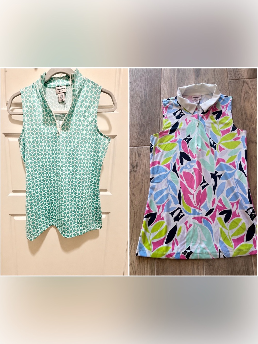 TWO Tommy Bahama Shirts.  Green one is NWT. The flower one is LIKE BRAND NEW.